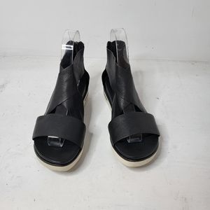 Eileen Fisher Women's Sport Wedge Sandal Black Leather Size 6